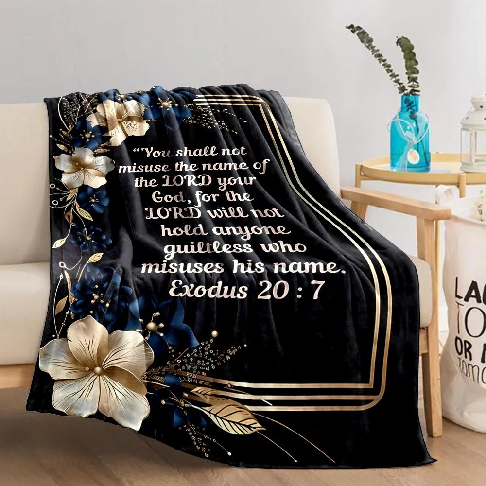 Devout Faith Bible Verses Flannel Blanket Throw Sofa Bed Cover Four Season Soft Fluffy Quilt Blanket Outdoor Leisure Nap Office