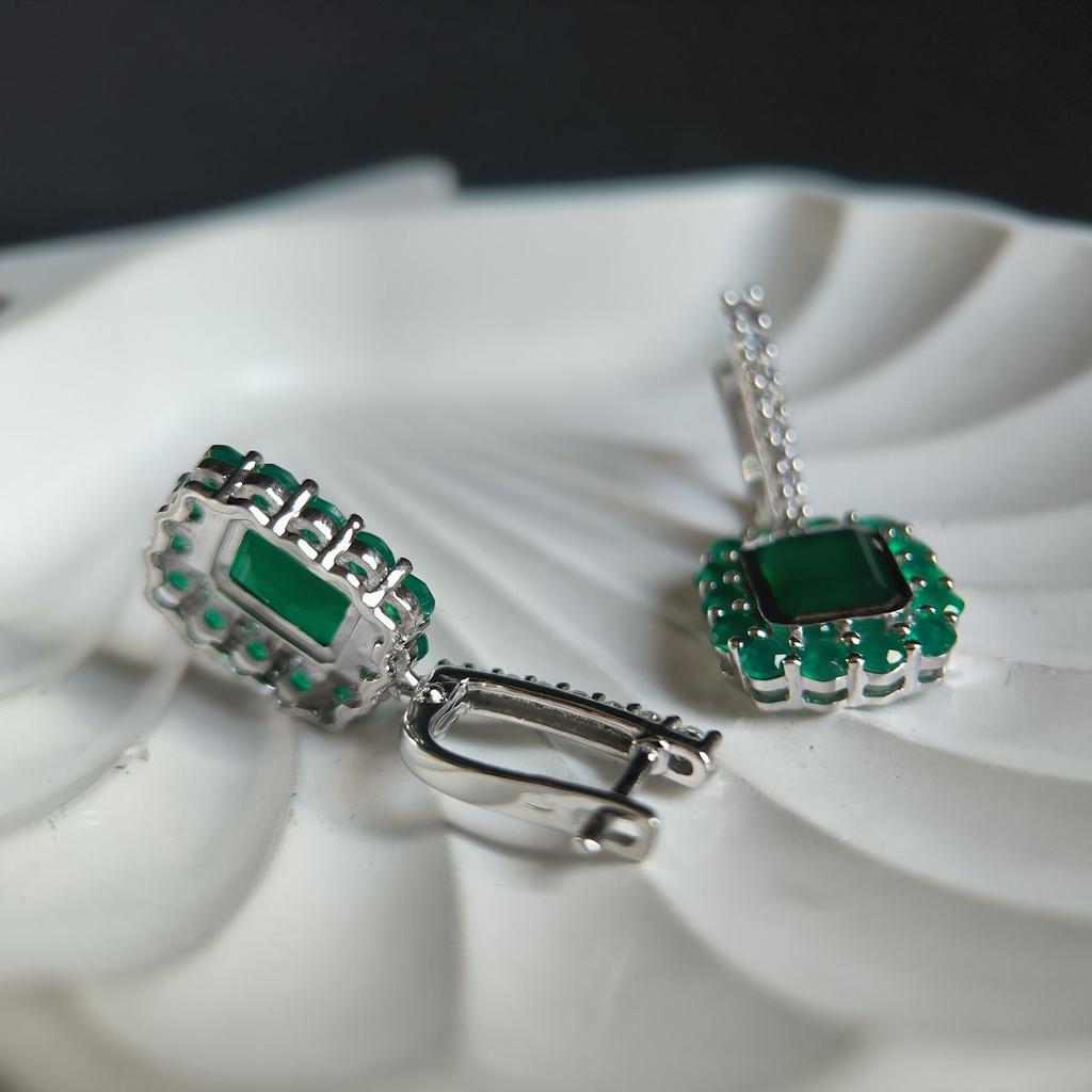 Серебряные серьги с натуральным агатом 7.73ct (2181811)