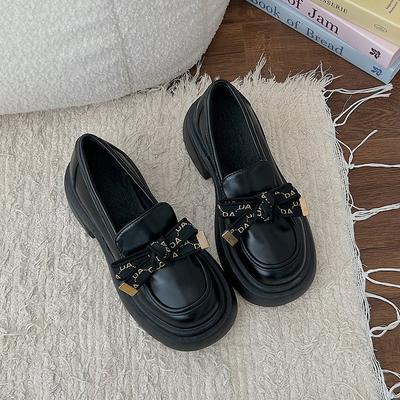 Туфли Lefou на толстой подошве, женские, летние, весенние, туфли, сто с одинарными туфлями, черные, маленькие, кожаные туфли