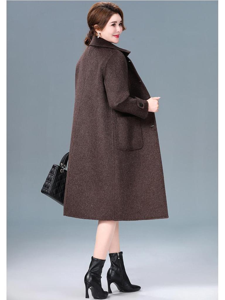 Роскошное двустороннее кашемировое пальто средней длины для женщин - Мода осень/зима Пальто из шерсти яка
