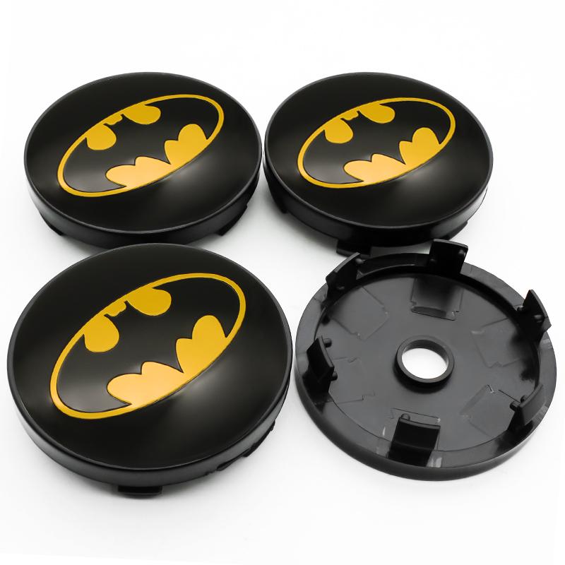 4pcs 56mm+60mm Car Styling Bat Logo Badge Car Wheel Center Hub Cap Rim Cover Emblem Stickers Decorative Decal Auto Accessories