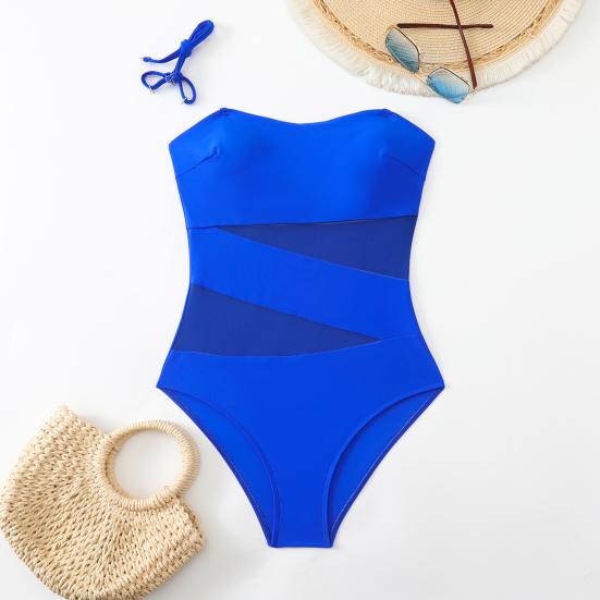 Женский монокини однотонный с сетчатыми вставками, облегающий, сексуальный цельный купальник, подчеркивающий фигуру, пляжная одежда для купания