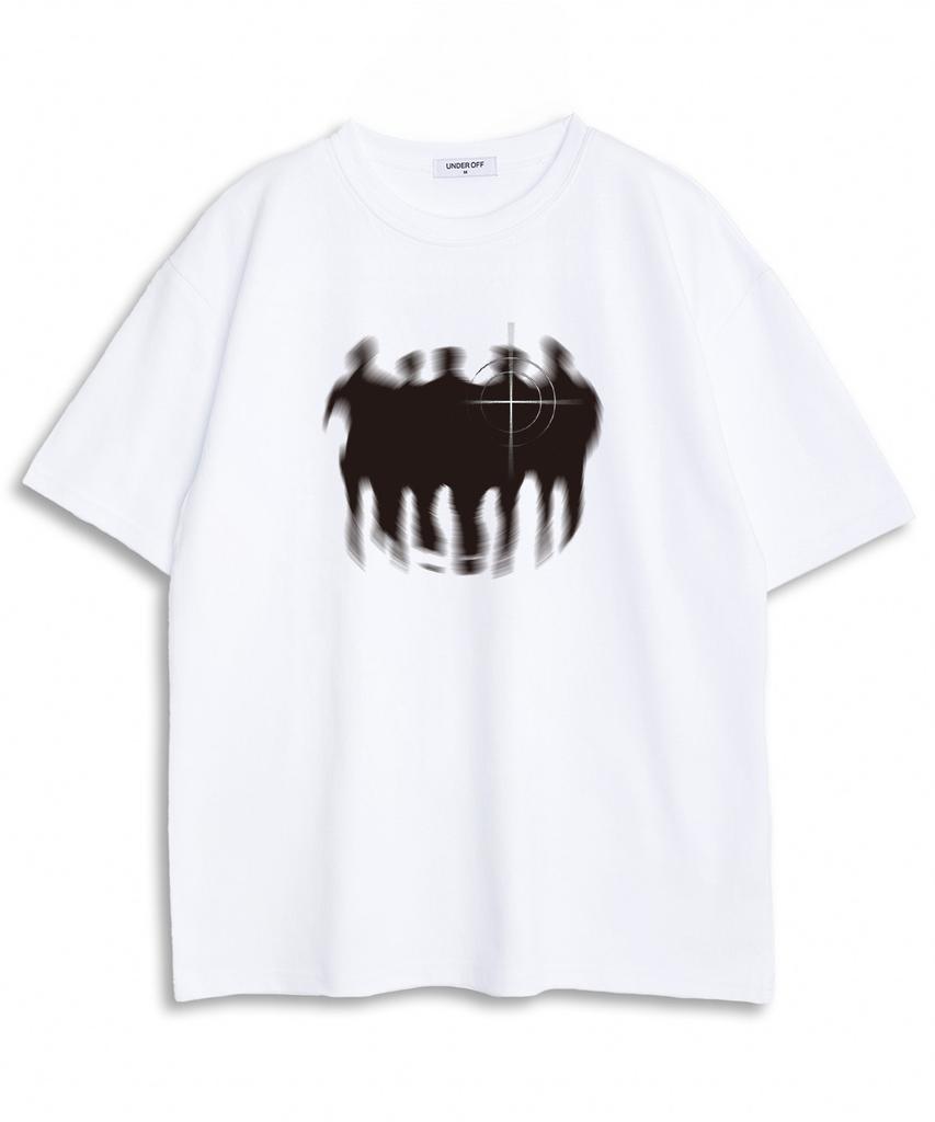 UNDEROFF Oversized Crew Neck Target Aim Logo Short Sleeve T-Shirt Black