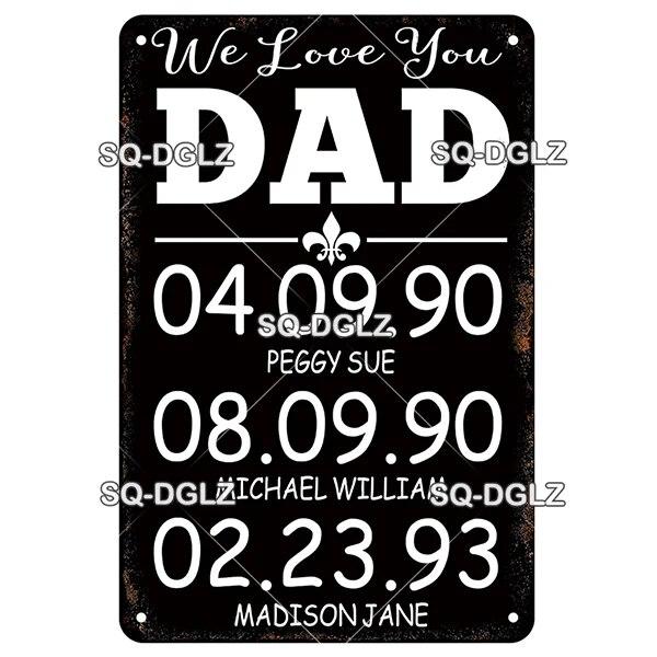 SQ-DGLZ Vintage To My DAD Word Metal Sign Plate Tin Sign Plate Home Bar Door Wall Decor Sticker Decoration Plaque Poster