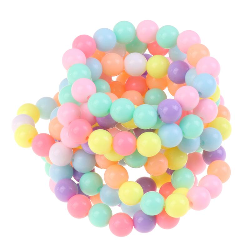 10 шт., детский браслет с подвесками для девочек, детские разноцветные эластичные браслеты из жемчуга и бусин