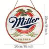 Rustic Wooden "Miller Since 1855" Beer Tin Sign, 8x8 Inches, Vintage Metal Wall Art Decor for Home, Restaurant, Bar, Cafe, Garage Decor