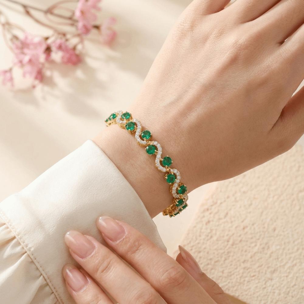 Gold Plated Zircon Cross Hand Chain Colorful Fashion Jewelry Crystal Gemstone Bracelet For Women