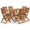 Dining Set - vidaXL - 7 Pcs - Solid Acacia Wood - Foldable - Contemporary