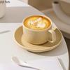 Simplicity Ceramic Mug and Dish Set with Spoon Office Coffee Cup Milk Cup Breakfast Cup Beverage Cups Household Water Cups