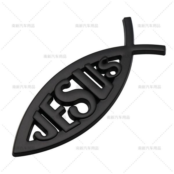 2pcs/lot 3D Metal Jesus Fish Car Emblem Auto Badge Rear Trunk NamePlate Stickers Side Fender Decal