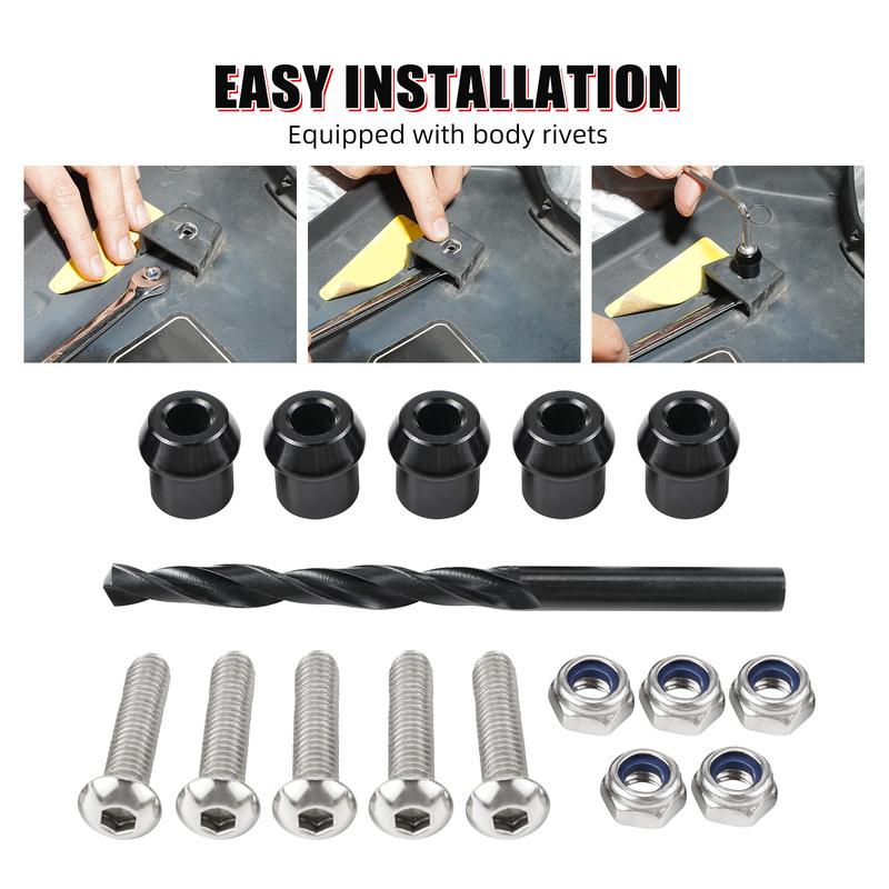 NICECNC For Canam Maverick X3 5PCS Aluminum Alloy CNC Removable Hood Repair Kit For Can Am Maverick X3 R RR MAX R RR 2017-2023