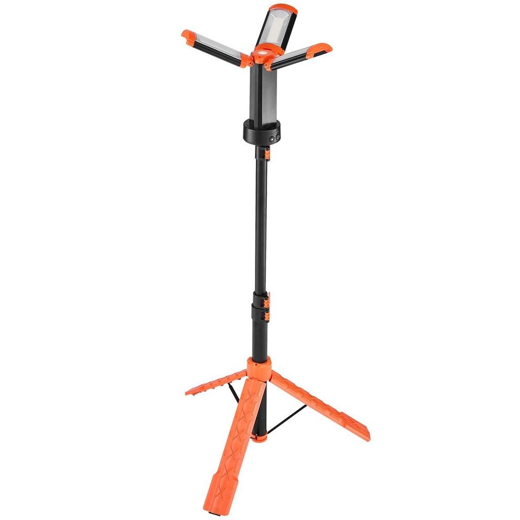 LED Work Light with Stand, 8Ah, Rechargeable Cordless Camping Light, with 3 Lamp Heads, Detachable Tripod Stand, 2200 Lumens 3000K-6500K Dimmable,