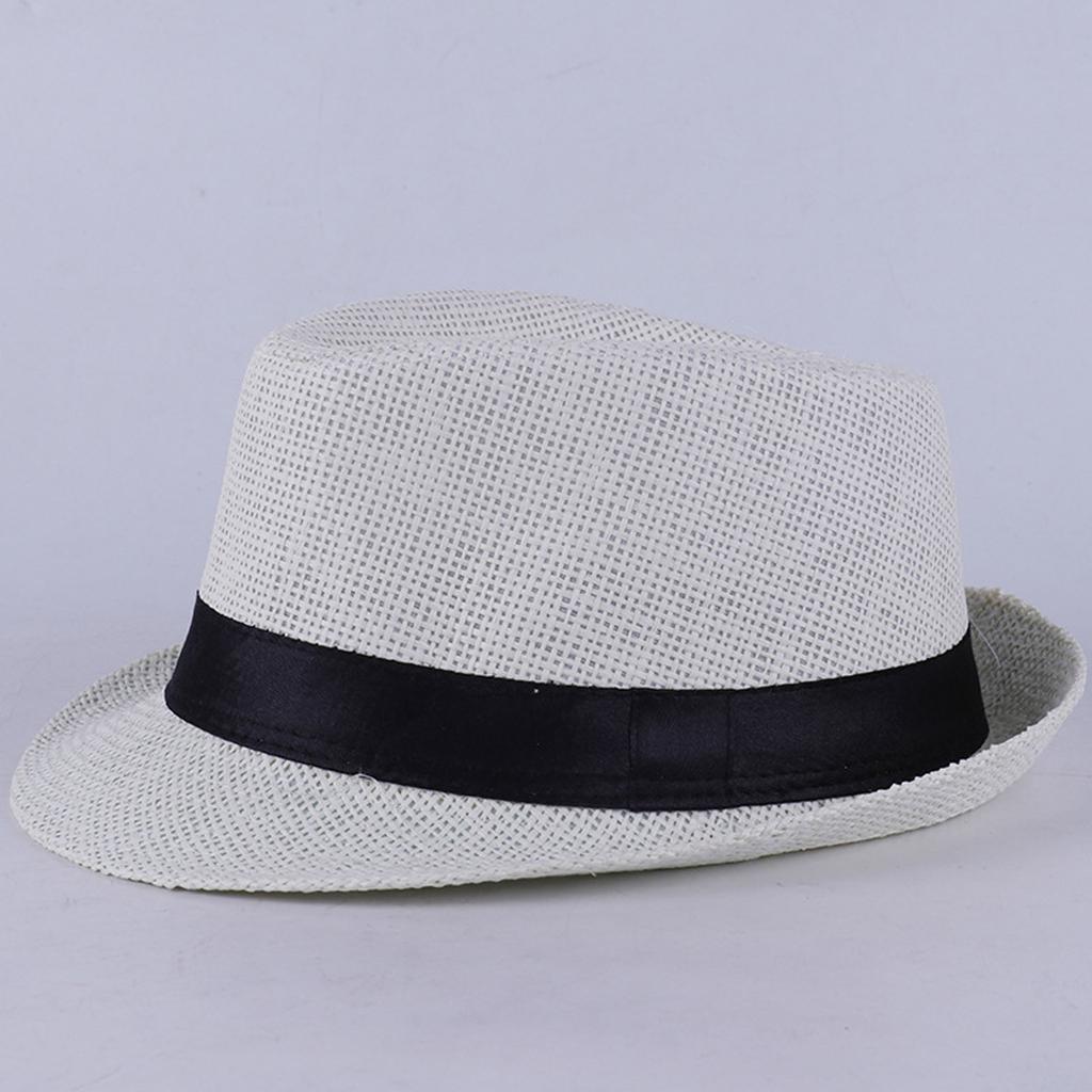 Classic Panama Hat Unisex Gangster Cap Beach Sun Hat Band Sunhat