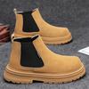 Fashion British Style Leather Men Shoes Men's Chelsea Boots Autumn Winter Ankle Boots Men Slip On Casual Mens Platform Shoes Sneakers