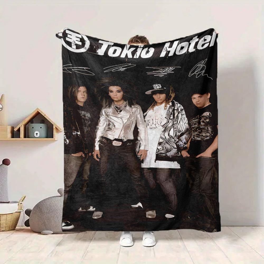 1 шт. Плед с символикой Tokio Hotel, мягкий, для всех сезонов, с ярким дизайном, идеально подходит для дома, путешествий и в качестве подарка, идеален для дневного сна и кемпинга