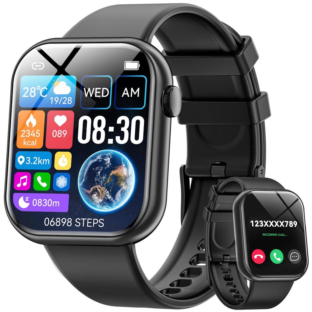 Smart Watch, 1.85-inch Touch Screen Activity Fitness Tracker Watch,  IP67 Waterproof Sports Step Counter, Suitable for Android Iphone Devices