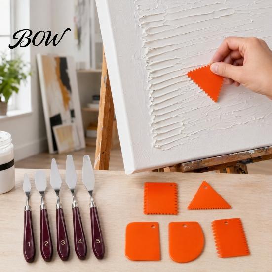 Professional Art Supply Spatulas 5Pcs Palette Knife with 6 Paint Scraper, Stainless Steel Spatula Artistic Texture Creation Tools Knife,