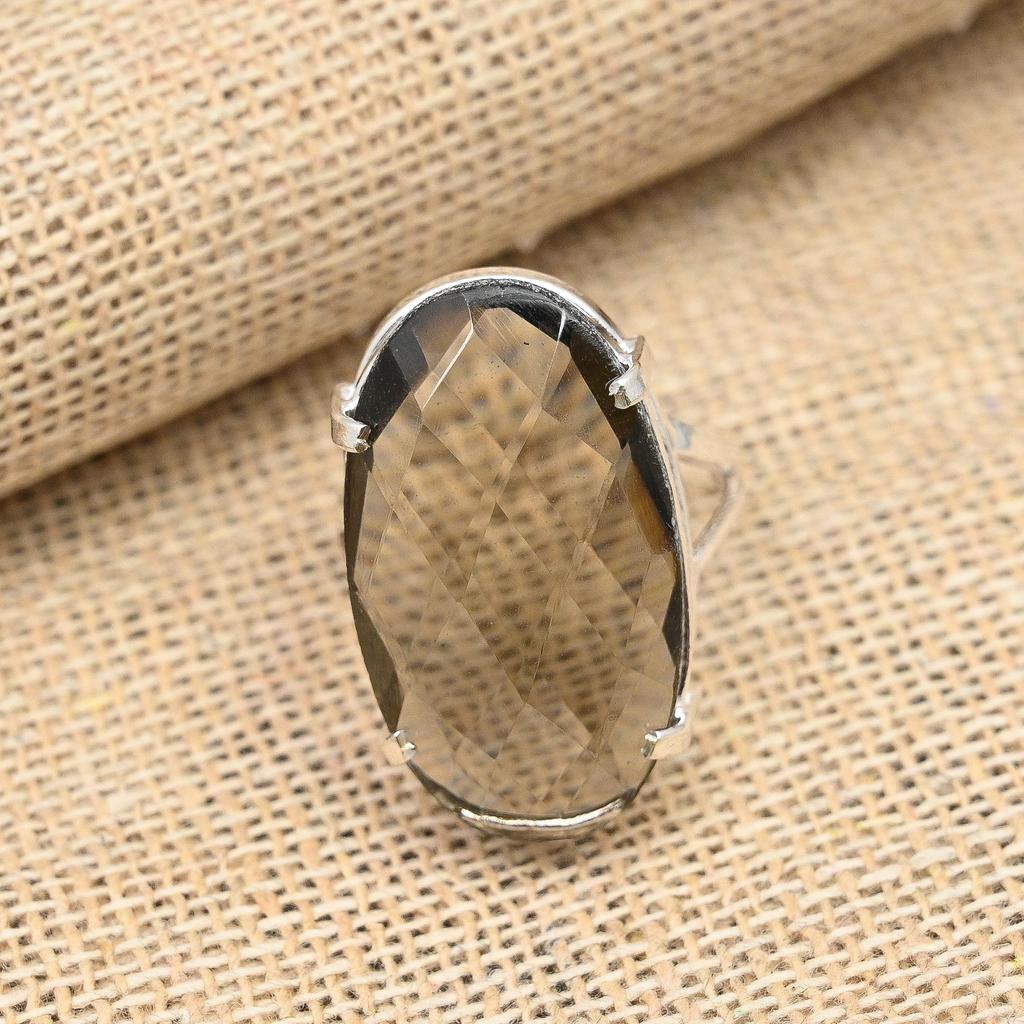 Smoky Topaz Gemstone Handmade Jewelry 925 Sterling Silver Beautiful Ring For Women