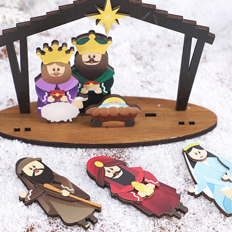 Мини Рождественский вертеп, набор для рождественских сцен, Рождественский набор, настольная табличка, религиозные сюжеты, фигурки для рождественского декора в помещении