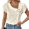 Летняя Элегантная Блузка с Короткими Рукавами-Лепестками, Женский Сладкий Топ на Диагональном Воротнике, Новая Однотонная, Свободная, Повседневная, Простая Рубашка, Плиссированная Женская Одежда