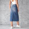 Летняя женская джинсовая юбка с разрезом на бедре, юбка трапециевидной формы, тонкая полуюбка