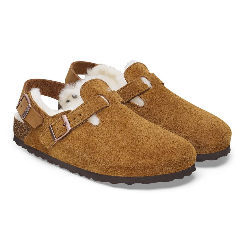 Birkenstock Серия Tokio Натуральная овчина Круглый носок Теплые низкие повседневные туфли Унисекс повседневные туфли Коричневый 1028374