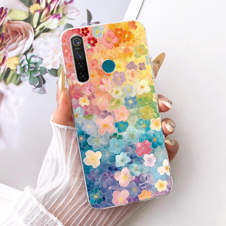 Для Realme 5 5i 5S Realme5 Pro Роскошный Чехол с Рисунком Цветов и Бантом Мягкий Силиконовый Чехол для Телефона Для Realme 5 Pro 5i 5S Задняя Крышка Coque