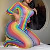 Colorful Erotic Underwear, Colorful Long-sleeved Multicolored Sexy Seduction Mesh