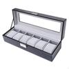 Watch Box Organizer 6 Slots Jewelry Display Case for Watches Necklace Bracelet Earrings