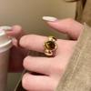 1PC Gold Sunflower Haute Couture Finger Ring Vintage Tiger'S Eye Ring Niche Design Light Luxury Jewellery New Multi Styles