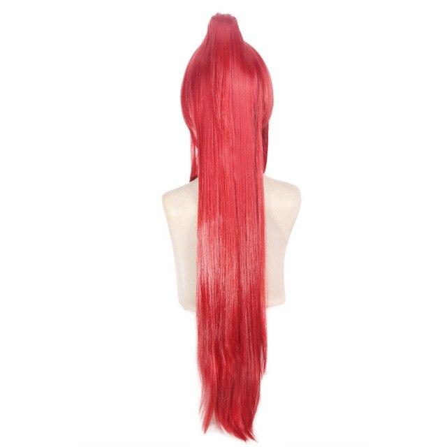 Anime 100CM Gurrenlagann-yoko Cosplay Wigs Red Long Straight Chip Ponytail for Female's Halloween Party Costume Wig Perucas