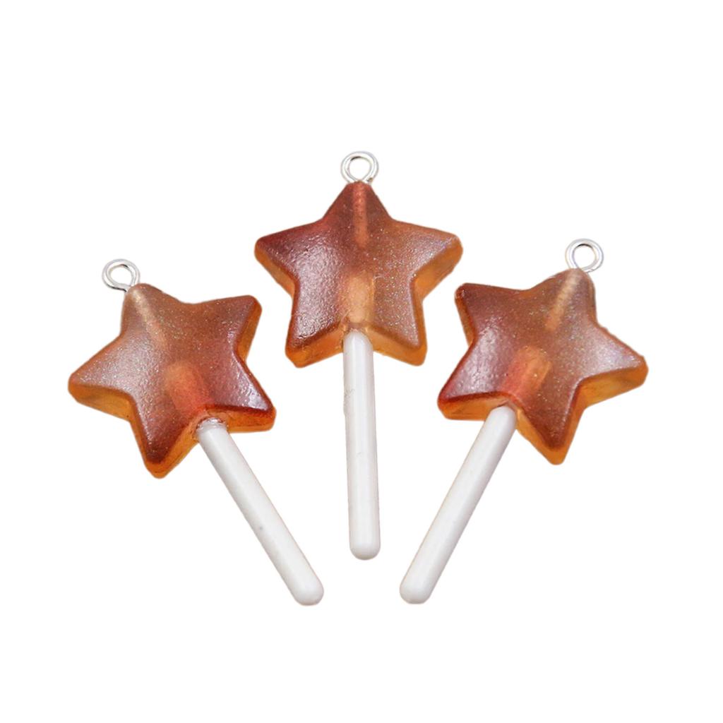3 шт. Уникальная подвеска-леденец в форме звезды, сердца, круга с прочным покрытием из смолы для повседневной носки.