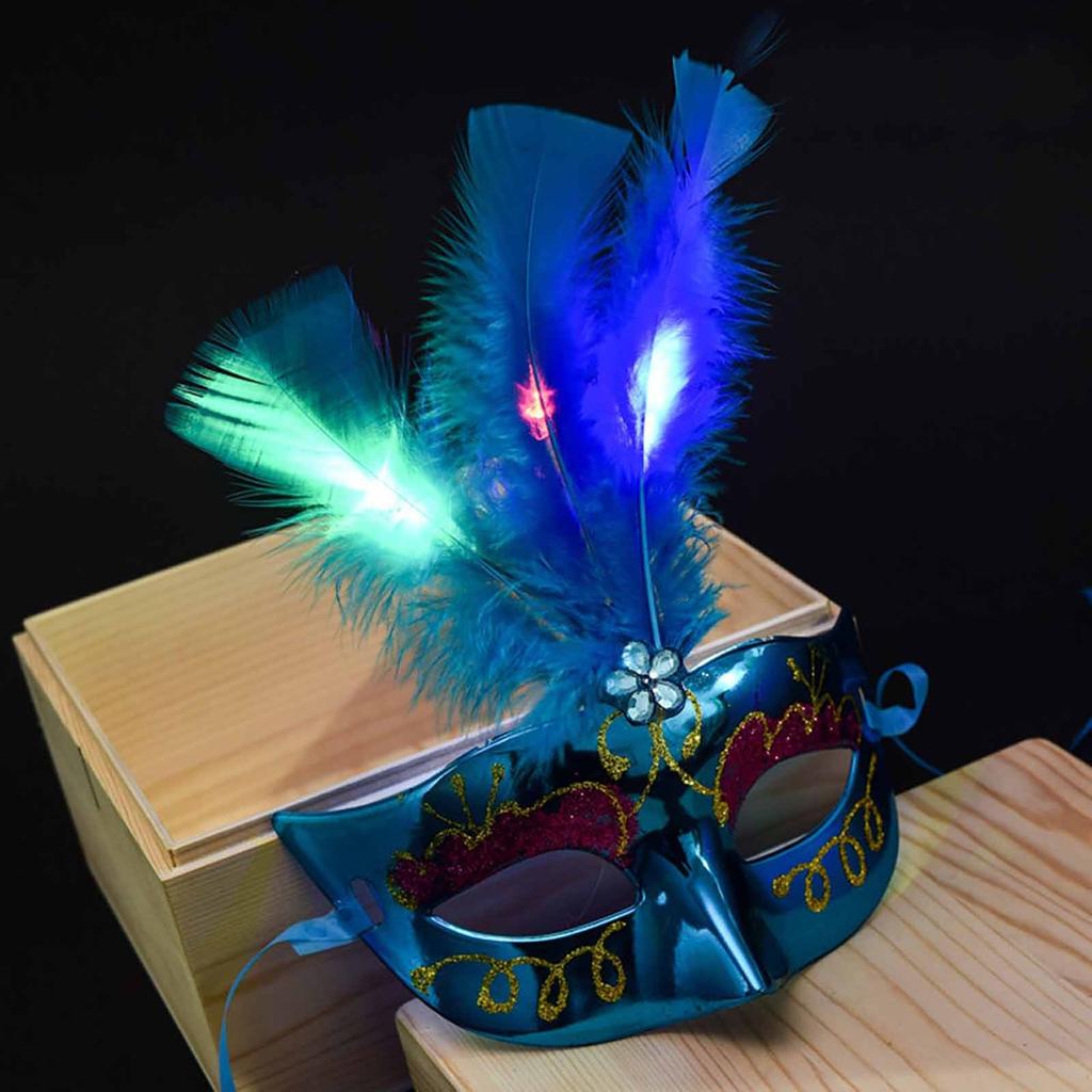 Feather Glow LED Mask Masquerade Masquerade Party Princess Feather Glow Mask Toys