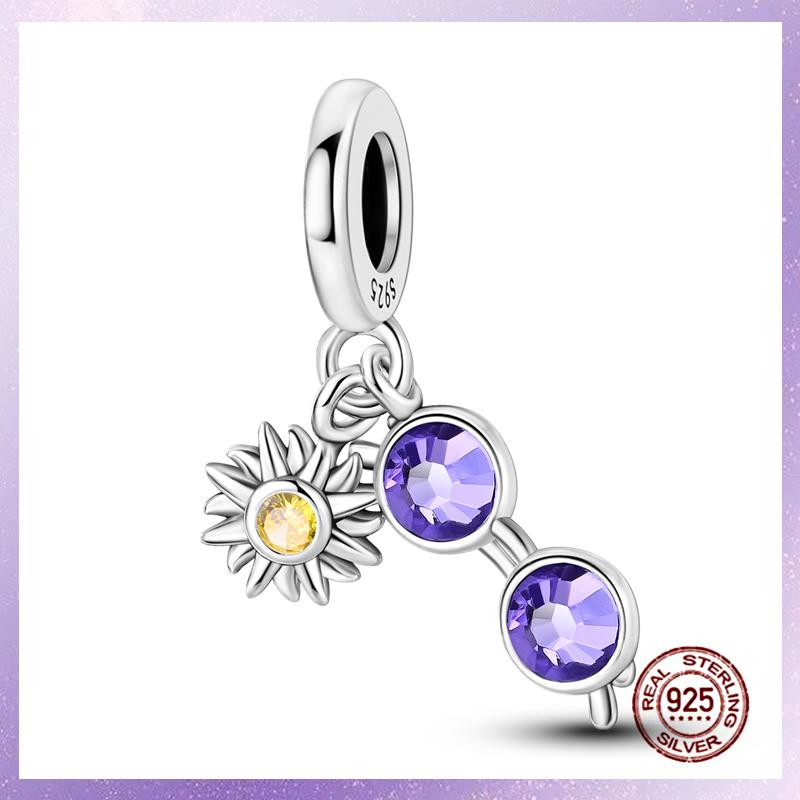 Фиолетовые Шармы Медный Fit Оригинальный Подвесной Браслет Бабочка Стекло Сердце Перо Клип Шарм Подвеска Светящаяся Бусина DIY Ювелирные Изделия