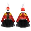 Kids Performance Costume Honour Guard Set Tutu Leotard with Feather Hat for Dress Up