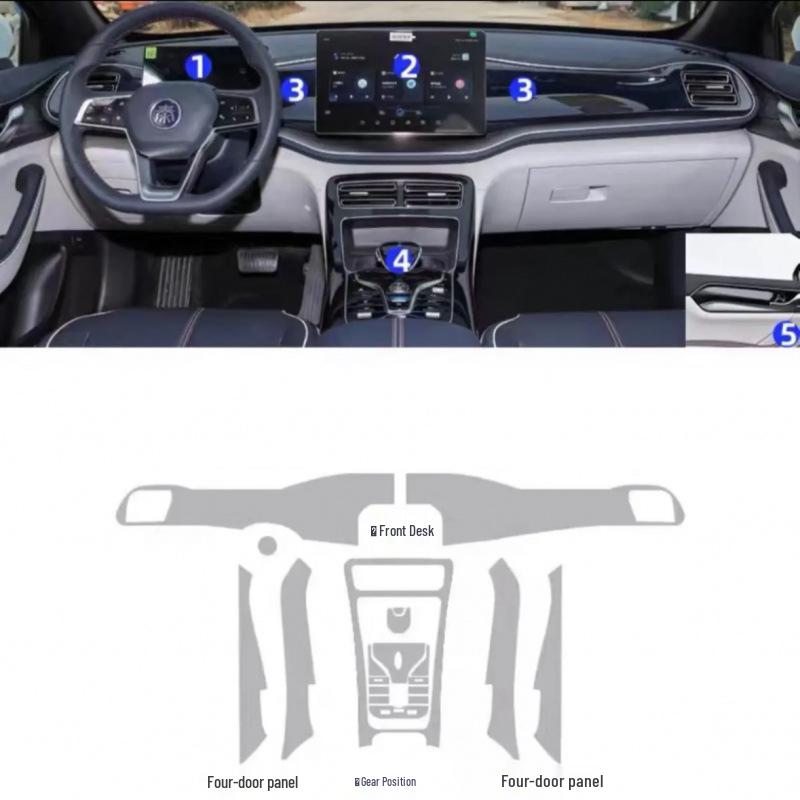 Защитная пленка для интерьера BYD Qin PLUS: HD-экран и защита рычага переключения передач для приборной панели и навигации центральной консоли Dmi EV.