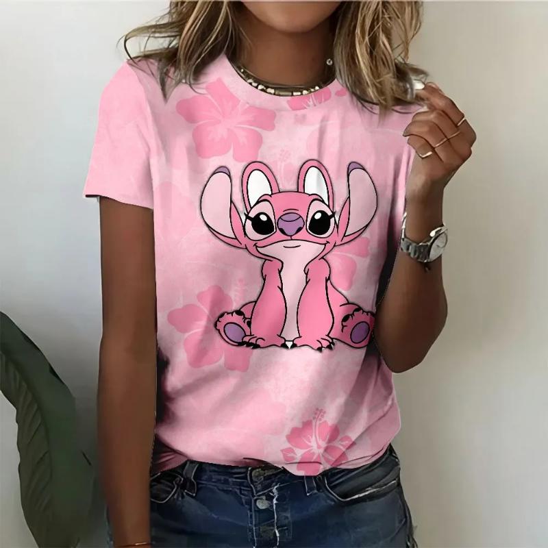 Fashion Women's Crew Neck T-Shirt 3D Color Printing Crew Neck Short Sleeve