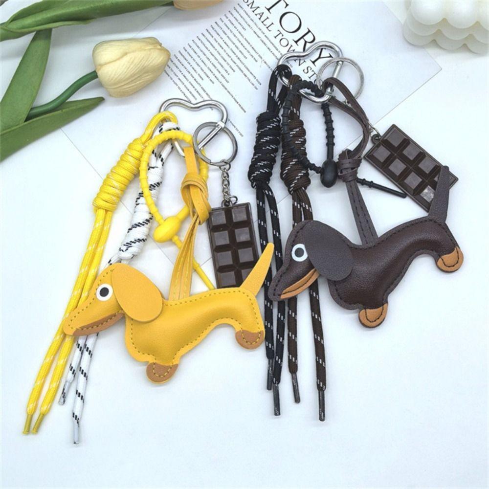 Braided Rope Dachshund Pendant Hanging Ornament Dog Keyring Dachshund Keychain Bag Accessories