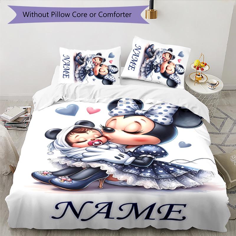 3pcs Minnie6 Cover Set - Personalized Name, HD Printed Bedding with 1 Cover and 2 Pillowcases - Perfect for Home Decor, Easy Care