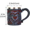 Medieval Double Dragon Wine Goblet Stainless Steel Beer Cup Drinking Vessel Double Dragon Heart Goblet/Mug Halloween Gift