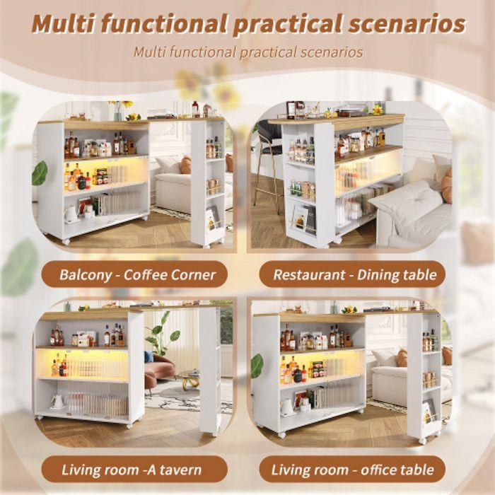 Раздвижной шкаф - Современный - Со встроенным светодиодным освещением - Секция для хранения со стеклянными дверцами - Белый