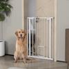 Adjustable Dog Gate with Small Door and Automatic Closure, 74-80x104cm, White