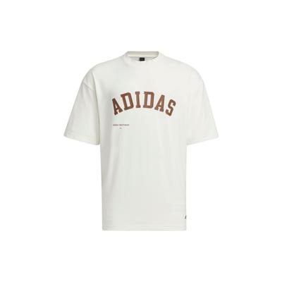 adidas Спортивная футболка с коротким рукавом с принтом логотипа и американским ретро-стилем для мужчин Han-Jade-White IS4960
