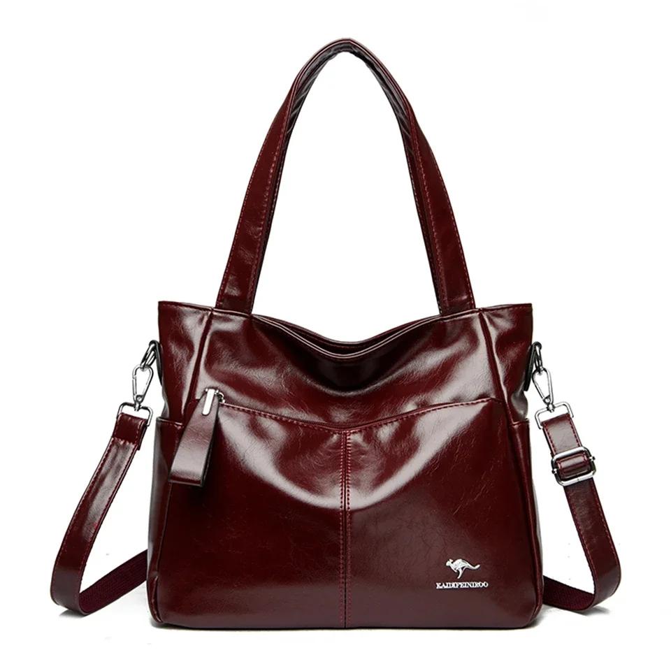 Высококачественные мягкие кожаные сумки через плечо для женщин, большая вместимость, роскошная сумка, брендовая дизайнерская повседневная сумка