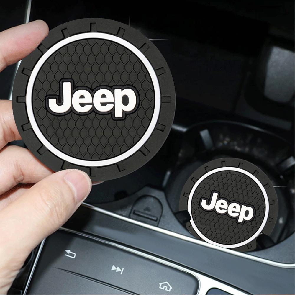 1/2pc Auto Emblem Water Cup Slot Mat Silicone Car Coasters Accessories For Jeep Renegade Compass Wrangler Patriot Grand Cherokee