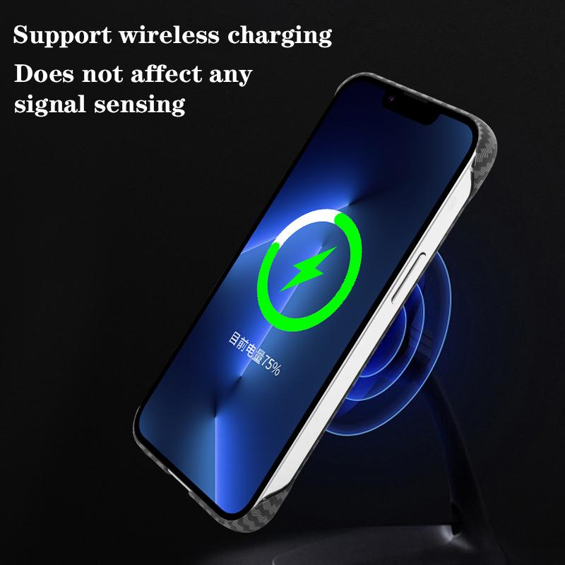 Магнитный чехол для беспроводной зарядки Magsafe для Iphone 13 12 11 Pro Max 13pro, ультратонкий бескаркасный чехол из углеродного волокна с узором