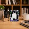 Desktop Ornament Halloween Wooden Photo Frame, Cute Ghost Butterfly Cat Tabletop Decor Pumpkin Frame with Stand, Sweet Kawaii Picture Holder for Desk