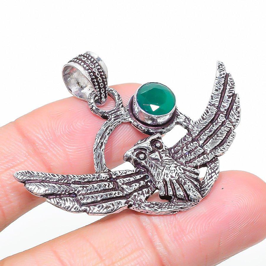 Изумруд Натуральный Драгоценный Камень Ручной Работы Новогодний Подарок Ювелирное Изделие Подвеска 1,50" w9I89