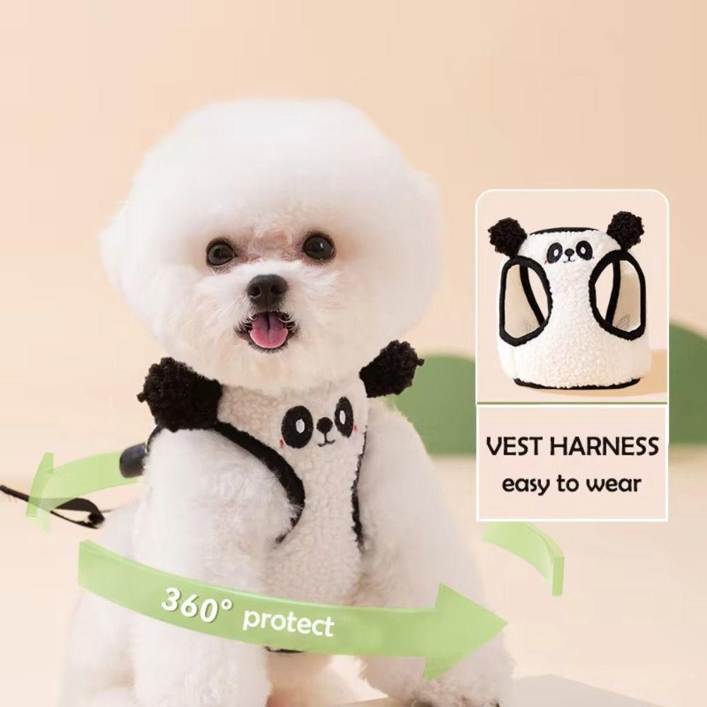 Adjustable Vest Pet Harness Leash Lamb Velvet Dog Walking Rope Pet Chest Strap Set  Medium Puppy