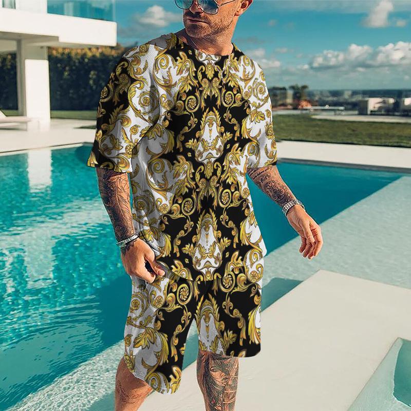 Мужская футболка с 3D принтом, комплект футболок с круглым вырезом и короткими рукавами, летняя футболка большого размера, мужской спортивный костюм, комплект из 2 предметов, футболка XXS-6XL